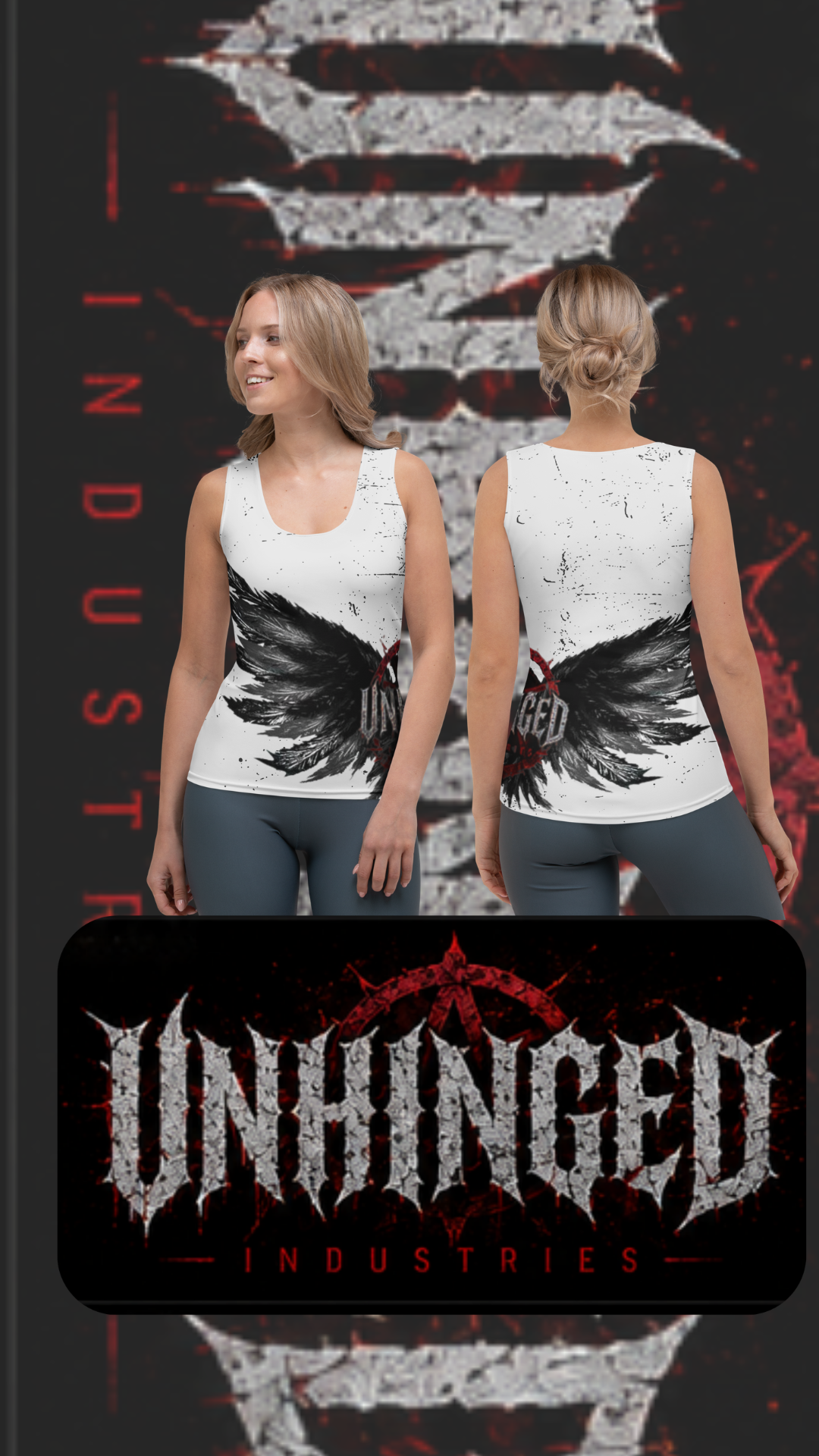 Unhinged Industries wings tank top